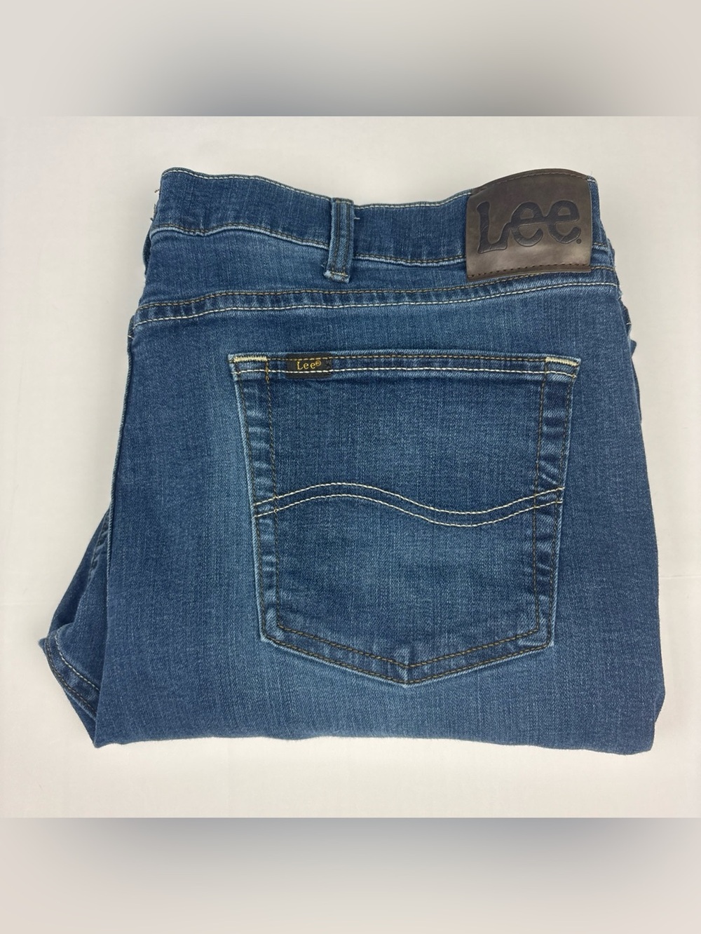 Lee Men 42x30 Jeans Blue Denim Classic Fit S Gene Cone Stretch IZS-E122-029 Flaw